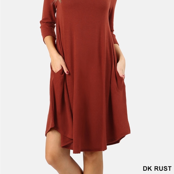 Women's Knitted Dress  A-line Pockets - Picture 3 of 5